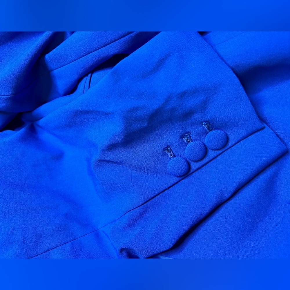Calvin Klein Capri Blue Open Front Flap Pocket Suit Blazer size 18W - Picture 7 of 8